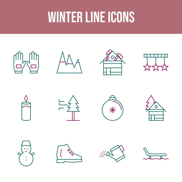 Conjunto de ícone de vetor de inverno bonito
 - Vetor, Imagem