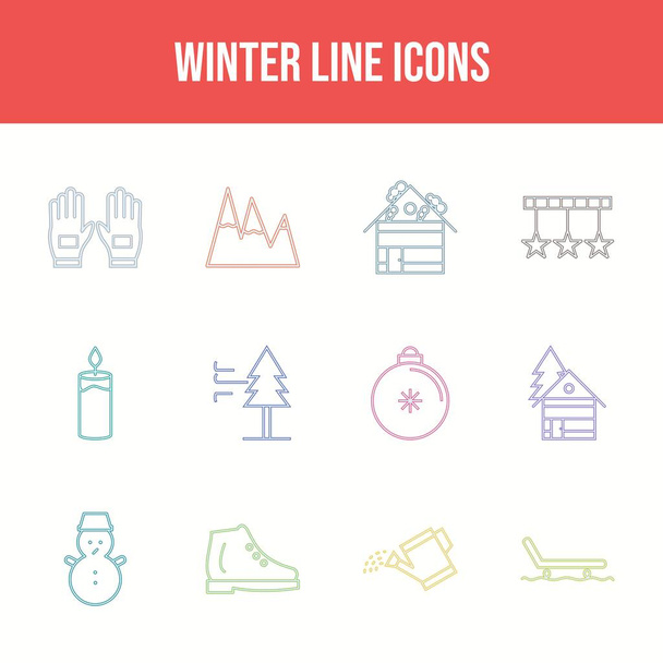 Piękny zestaw ikon wektora zimowego - Wektor, obraz