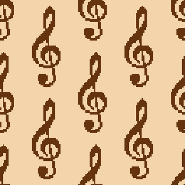 Pixel naadloos patroon van pixel treble clef. Pixel art. 8 bit vector. - Vector, afbeelding