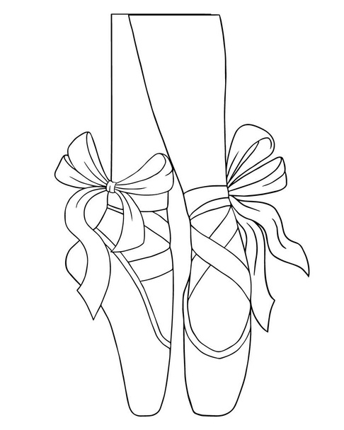 Vector coloring book for adults. Legs of a ballerina in pointe shoes - Vector, Image