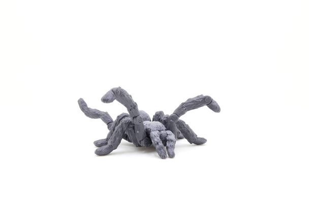 juguete de araña negro aislado en blanco. Comic horror para Halloween
. - Foto, Imagen