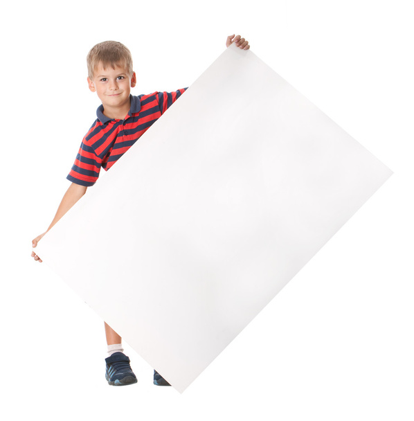 Boy holding a banner - Zdjęcie, obraz