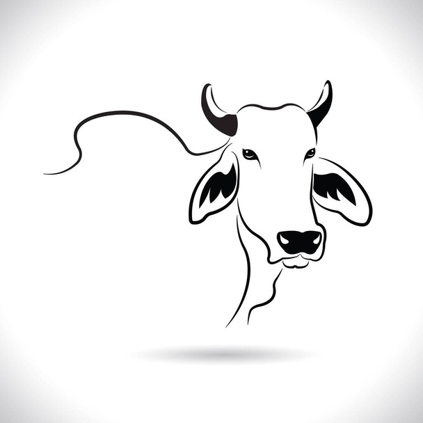 Vetor do projeto da cabeça da vaca da imagem, projeto do logotipo, animais da fazenda, imagem preta e branca, animal da linha, no fundo branco
.   - Vetor, Imagem