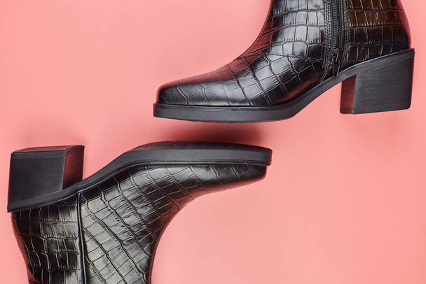 Woman shoes, copy space, pink background. Shoe care or clearance sale concept. - Fotoğraf, Görsel