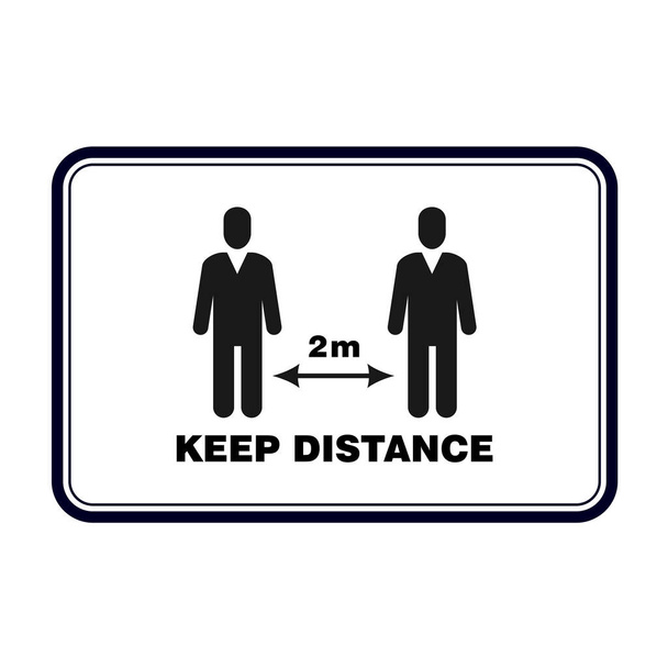 Mantenga la señal de distancia, bandera de distanciamiento social para evitar la contaminación del virus
 - Vector, imagen