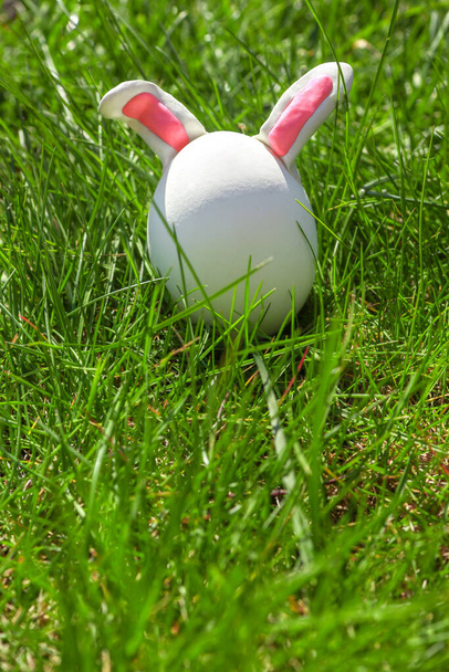 Osterhase aus Ei auf frischem grünen Gras - Foto, Bild