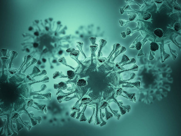 Fondo de células bacterianas virales. Vista microscópica de un virus infeccioso. 3d renderizar
 - Foto, Imagen