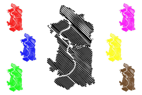 Duisburg (Republika Federalna Niemiec, Nadrenia Północna-Westfalia) mapa wektor ilustracja, skecz bazgroły Mapa miasta Duisburg - Wektor, obraz