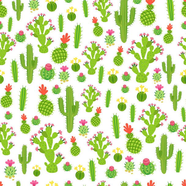 A Childish bright cartoon cactus vector pattern - Vector, Image