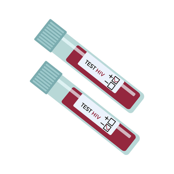 Flat vector illustration of  blood tests for HIV isolated on white background. Template for website, landing page, banner, card, print  - Vector, Image