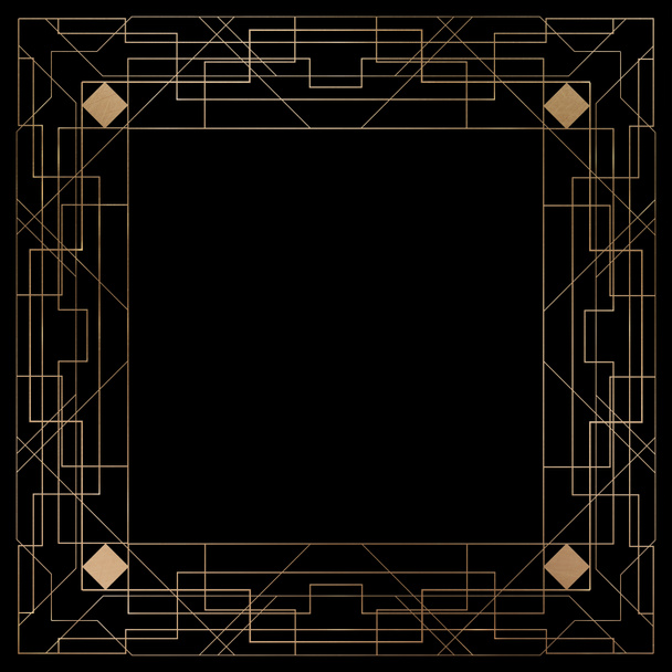 Χρυσό και Μαύρο Art Deco Εικονογράφηση μοτίβο με Copy Space - Φωτογραφία, εικόνα