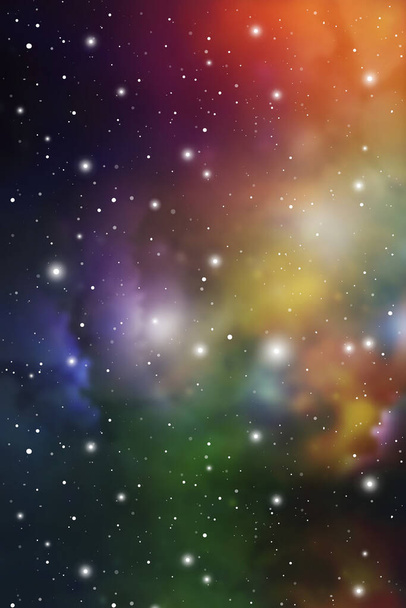 Astroloji Gizemli Galaksi Arkaplanı. Renkli Dış Uzay. Evrenin Vektör Dijital Renkli İllüstrasyonu. - Vektör, Görsel