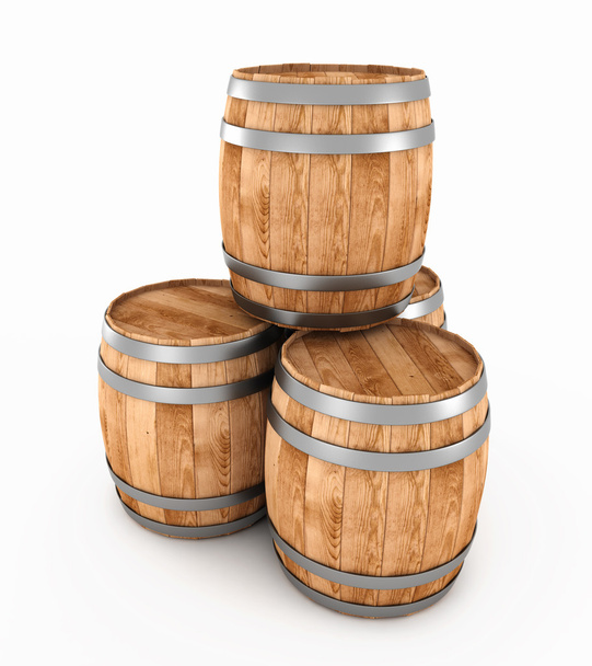 3d wooden barrels - Photo, Image