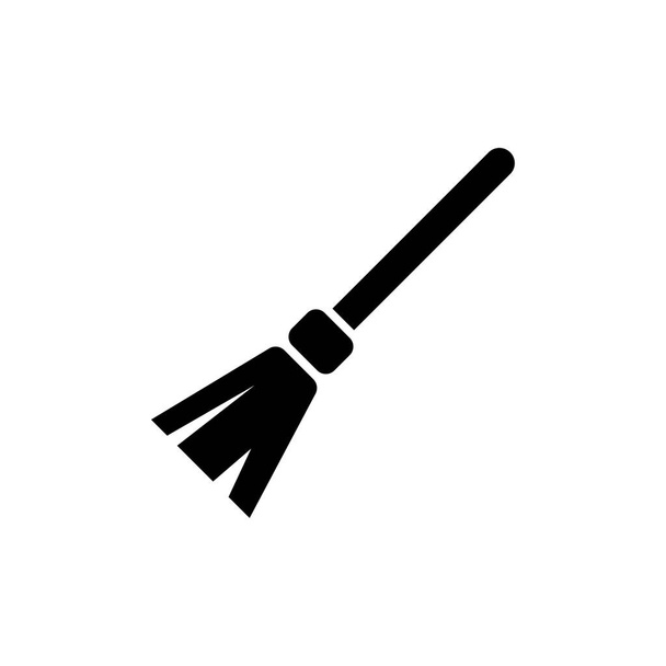Брум, метання, чистіше обладнання. Flat Vector Icon Простий чорний символ на білому тлі. Broom, Sweeping, Cleaner Equipment sign template for web and mobile UI element - Вектор, зображення