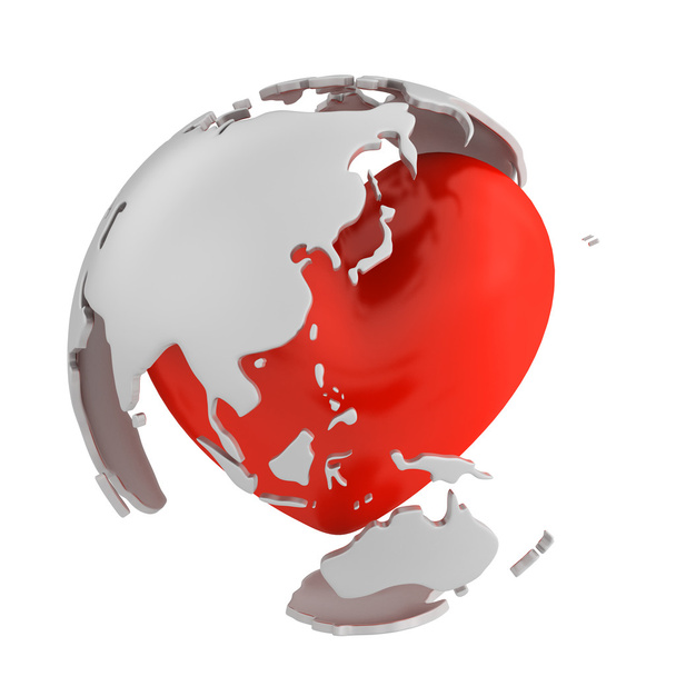 Globus z serca, część Azji - Zdjęcie, obraz