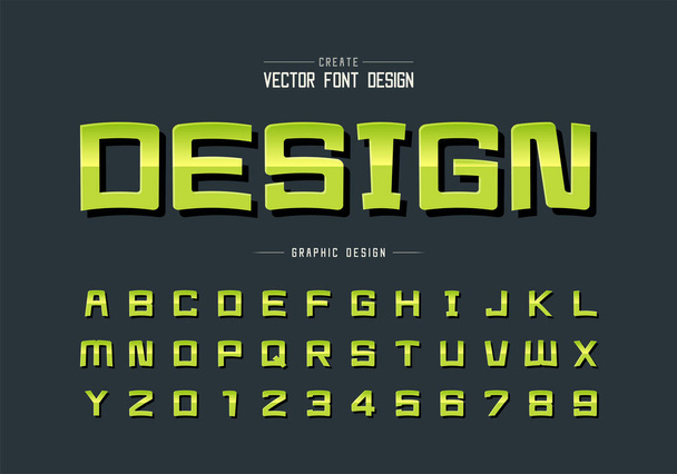 Reflecterende lettertype en cartoon alfabet vector, Gradient stijl vierkante lettertype letter - Vector, afbeelding