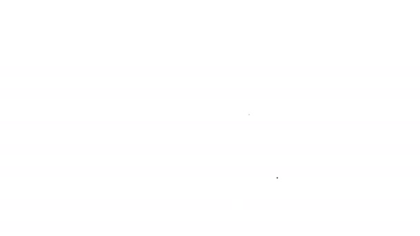 Ligne noire Jouez en icône carrée isolée sur fond blanc. Animation graphique de mouvement vidéo 4K - Séquence, vidéo