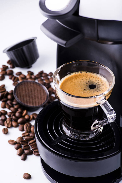 cup of espresso prepared with the coffee machine with capsules - Photo, Image