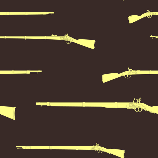 Seamless vector pattern with Antique Rifles - Vector, Image