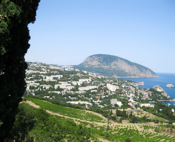 Vue aérienne de la ville de Yalta depuis la montagne en Crimée
. - Photo, image