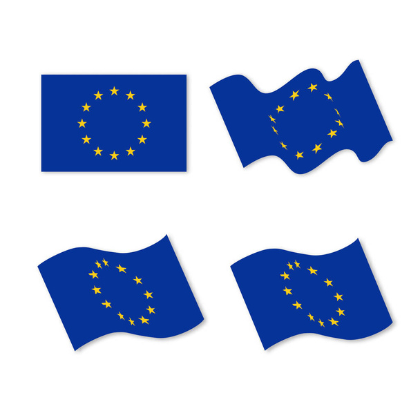 Conjunto de quatro bandeiras onduladas da União Europeia
. - Vetor, Imagem