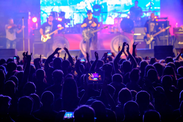 Fans bij live rockmuziekconcert juichen - Foto, afbeelding