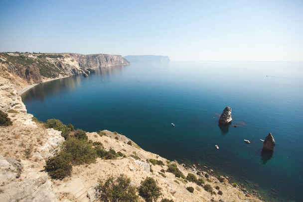 Cape Fiolent, Crimea. View of the rocks and the sea. - Fotoğraf, Görsel