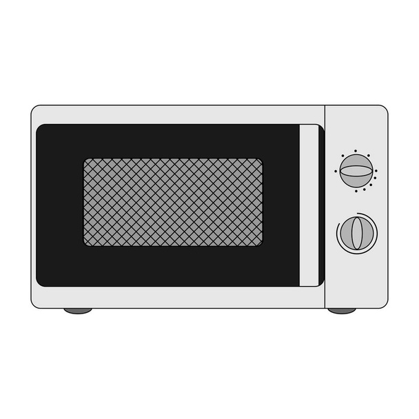cartoon microwave front view. white background isolated vector illustration - Vector, Image