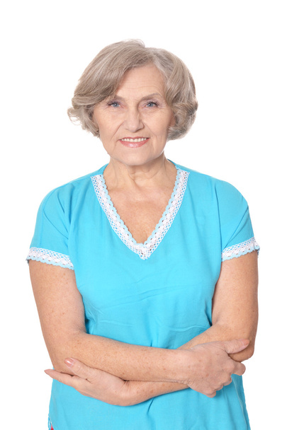 Elderly woman on white background - Photo, Image