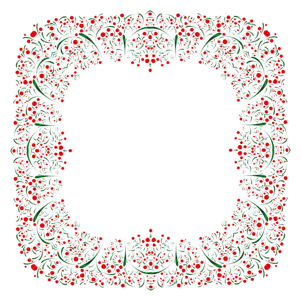 Marco floral vector rojo y verde
  - Vector, Imagen