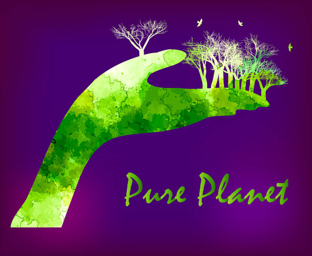 Pure Planet - creen vector   watercolor  blot  - Vector, Image