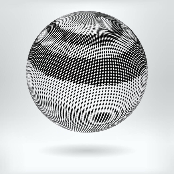 volume halve toon zwart-wit bal - Vector, afbeelding