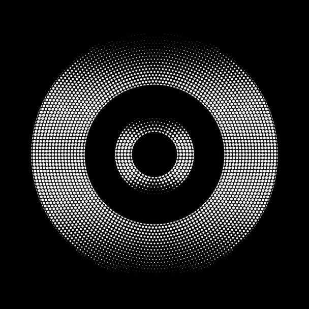 Ronde halve toon zwart-wit concentrische ringen - Vector, afbeelding