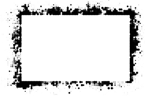 グランジハーフトーン黒と白のフレーム  - ベクター画像