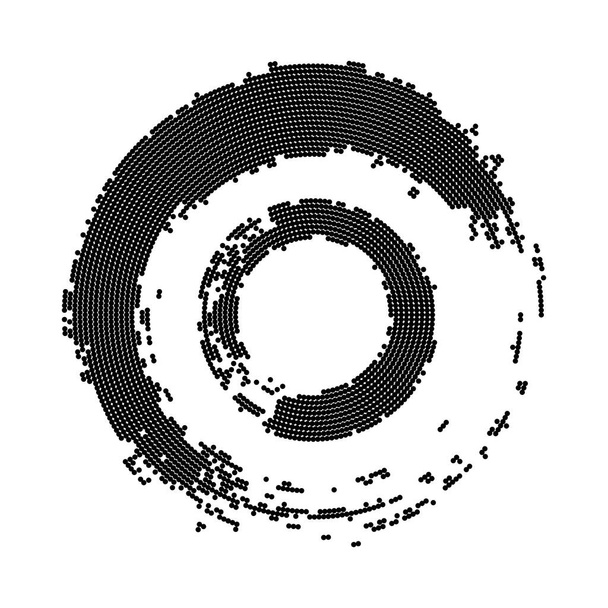 Grunge halftone  black and white  circular spot - Vector, Image