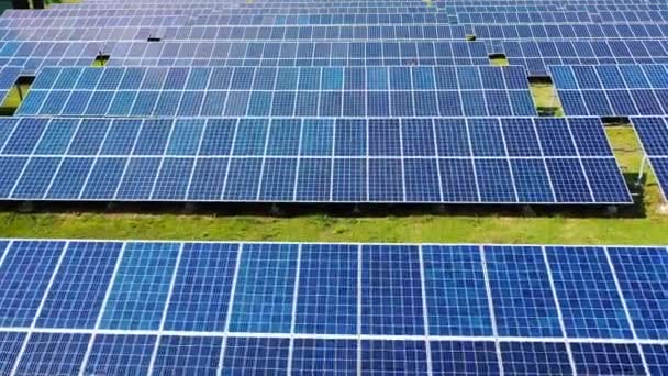 Solar panels farm. Aerial footage of hundreds solar energy modules - Filmagem, Vídeo