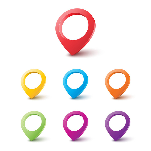 Conjunto de ícones de pino. Localização web mapa ponto pinos 3d
 - Vetor, Imagem