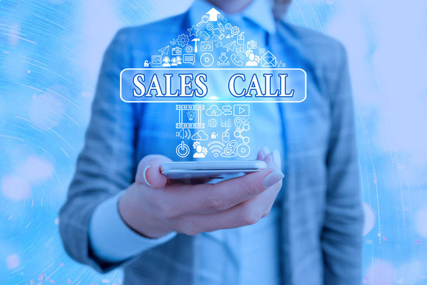 Conceptual hand writing showing Sales Call. Business photo showcasing a phone call made by a sales representative of a company. - 写真・画像