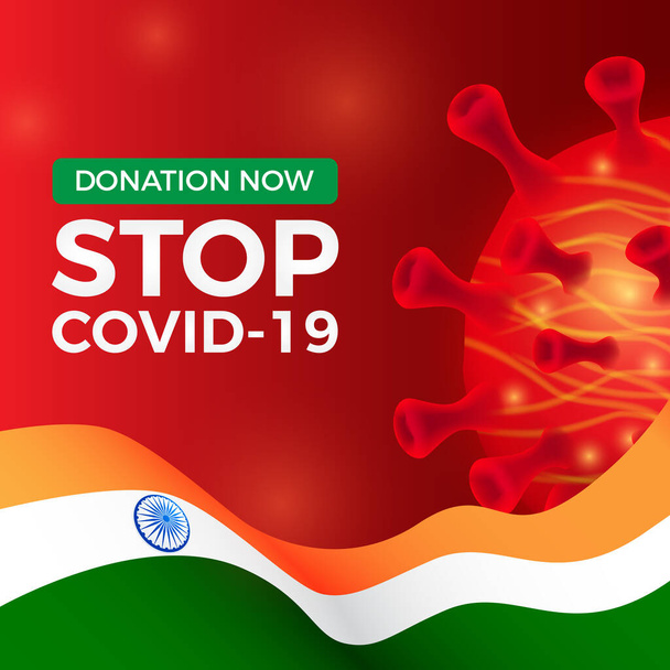 Indiase donatie te stoppen Covid-19 Corona Virus Vector - Vector, afbeelding