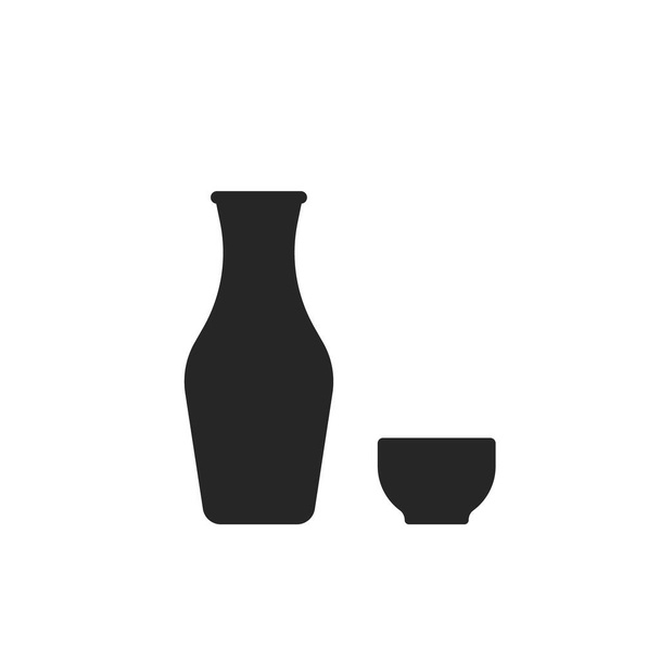 sake icoon in platte stijl op witte achtergrond - Vector, afbeelding