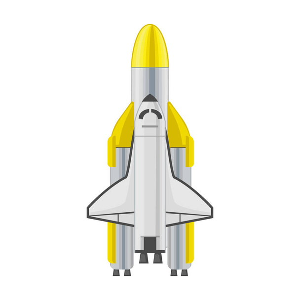 Icono de vector de cohete espacial. Icono de vector de dibujos animados aislado en un cohete espacial de fondo blanco
. - Vector, Imagen