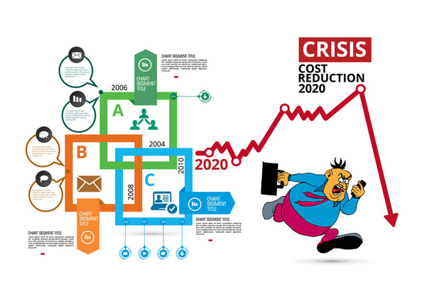 Impacto de la crisis en la economía mundial y los mercados bursátiles. Ilustración del concepto de crisis financiera - Vector, Imagen