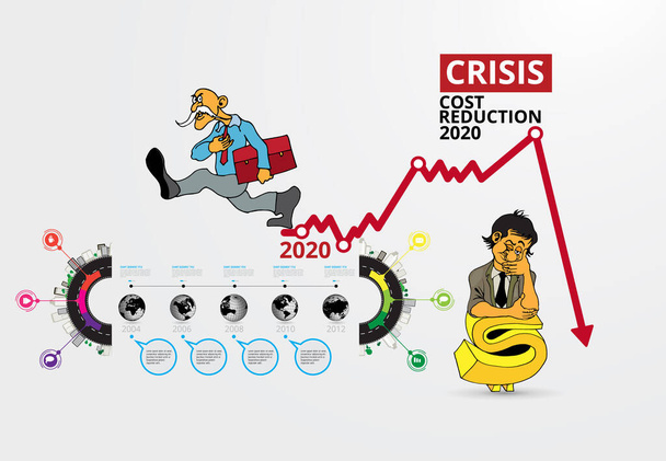 Impacto de crise na economia global e nos mercados bolsistas. Ilustração do conceito de crise financeira - Vetor, imagem