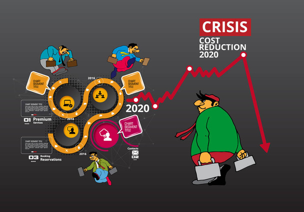 Impacto de la crisis en la economía mundial y los mercados bursátiles. Ilustración del concepto de crisis financiera - Vector, Imagen