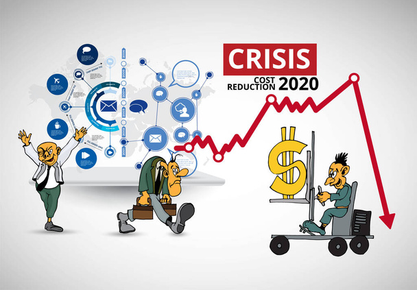 Wpływ kryzysu na światową gospodarkę i rynki akcji. Ilustracja koncepcji kryzysu finansowego - Wektor, obraz