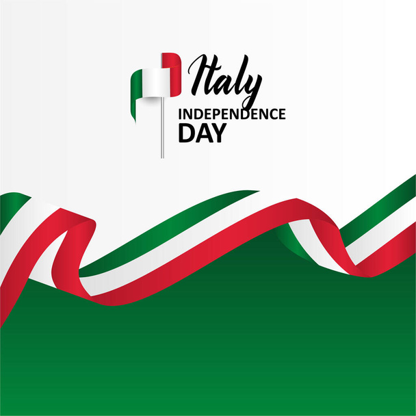 旗イラスト付きイタリア独立記念日バナー - ベクター画像