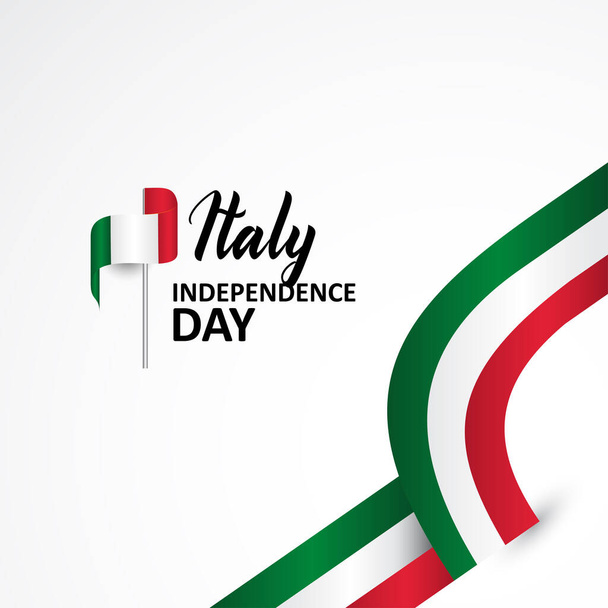 Italië Onafhankelijkheidsdag spandoek met vlag Illustratie - Vector, afbeelding