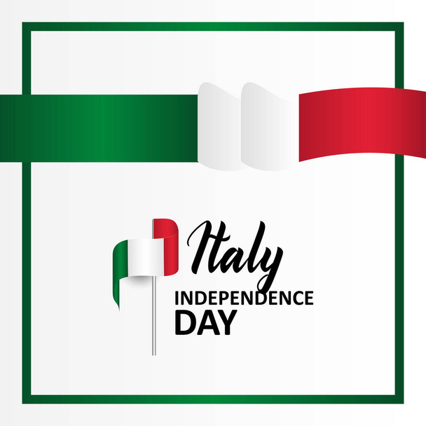 İtalya 'nın Bayrak İllüstrasyonlu Bağımsızlık Günü Afişi - Vektör, Görsel