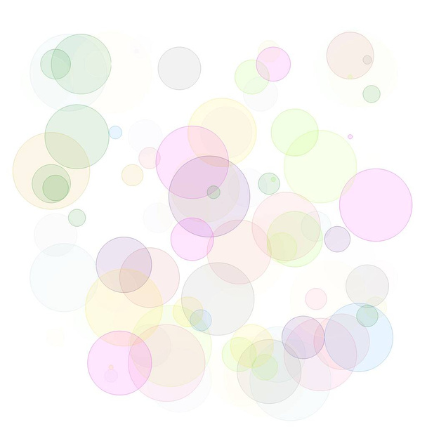 Abstract minimalist blue pink grey white yellow green red violet illustration with circles and white background - Photo, Image