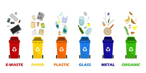 Containers for all types of garbage. - Vector, Image